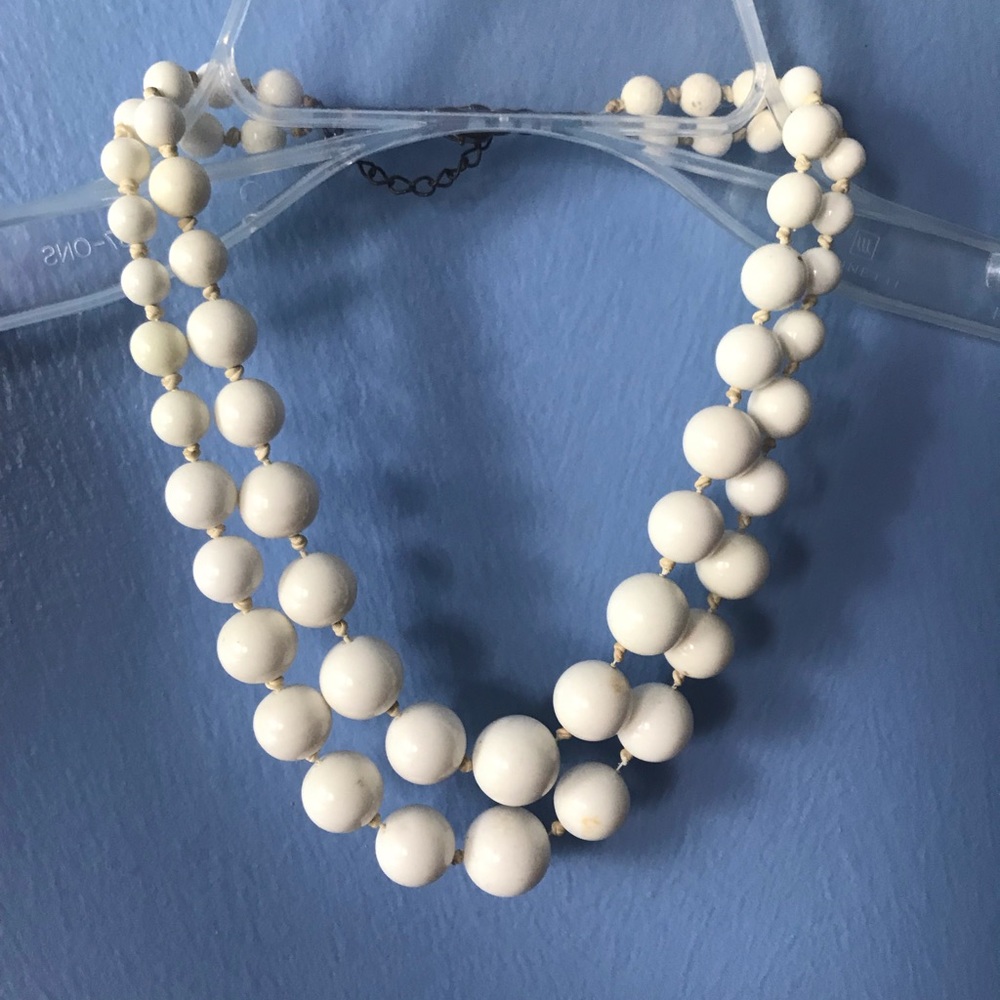 💟DOUBLE LAYER BEADED WHITE NECKLACE